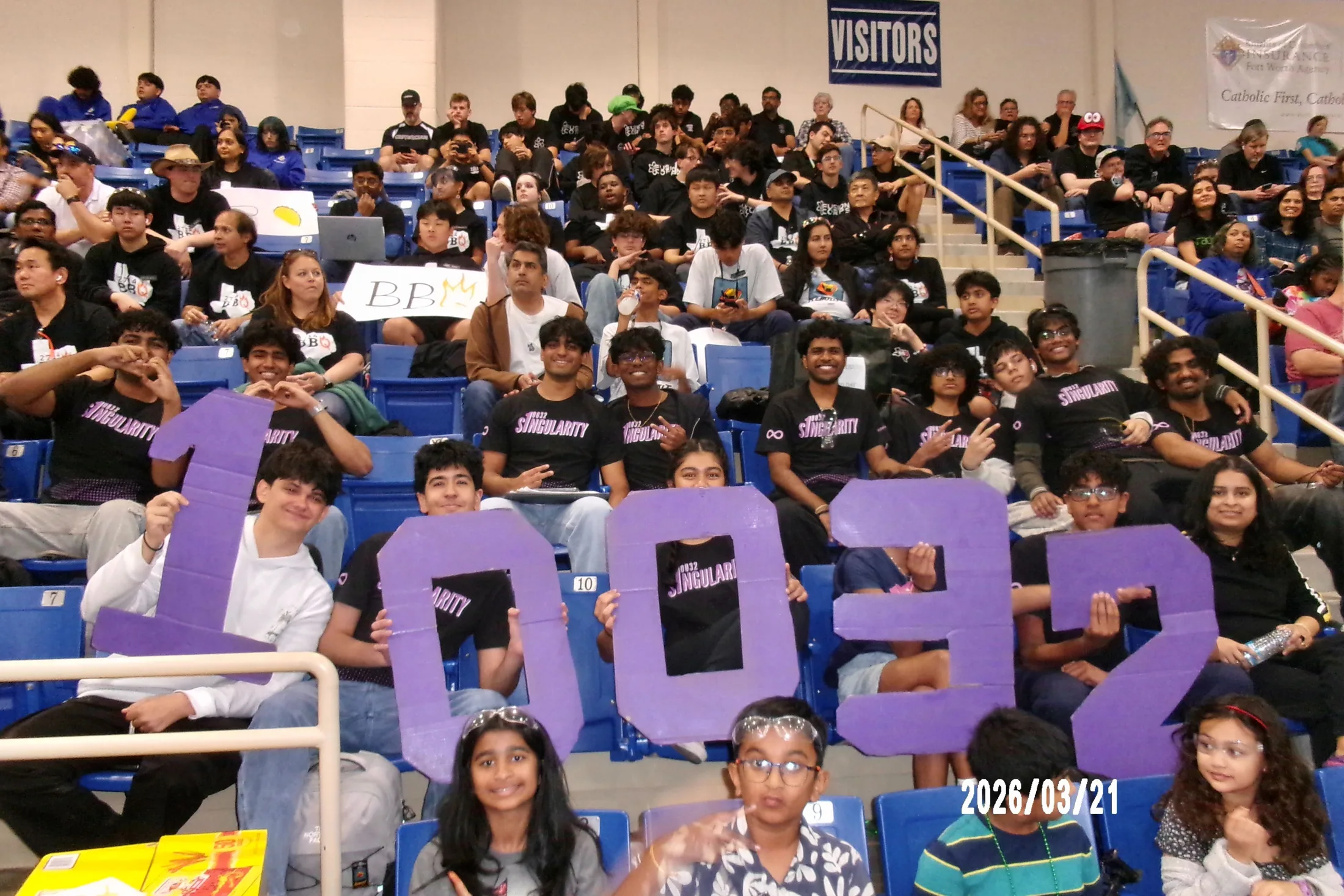The stands holding up 10032 letters