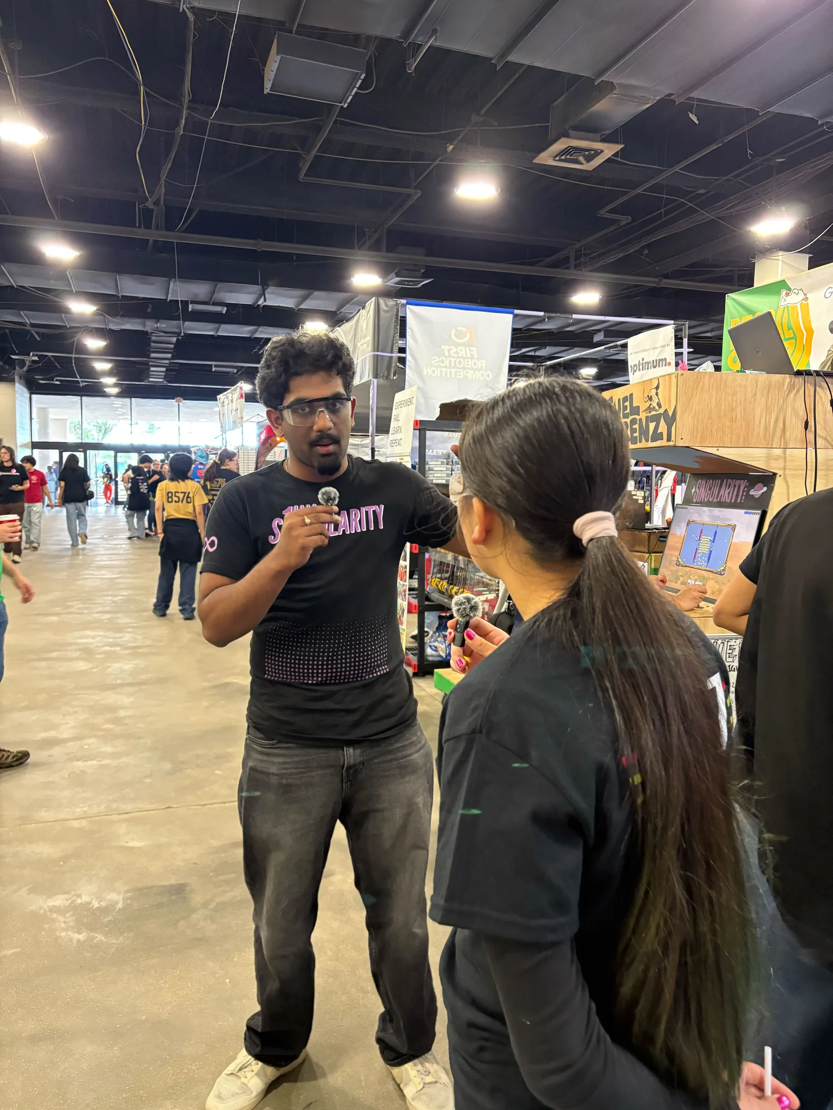 Interviewing a driver in the pits