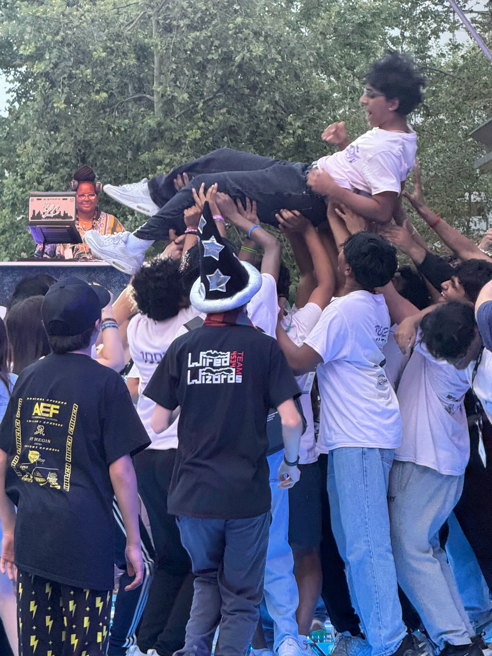 Celebrating in the crowd after a match