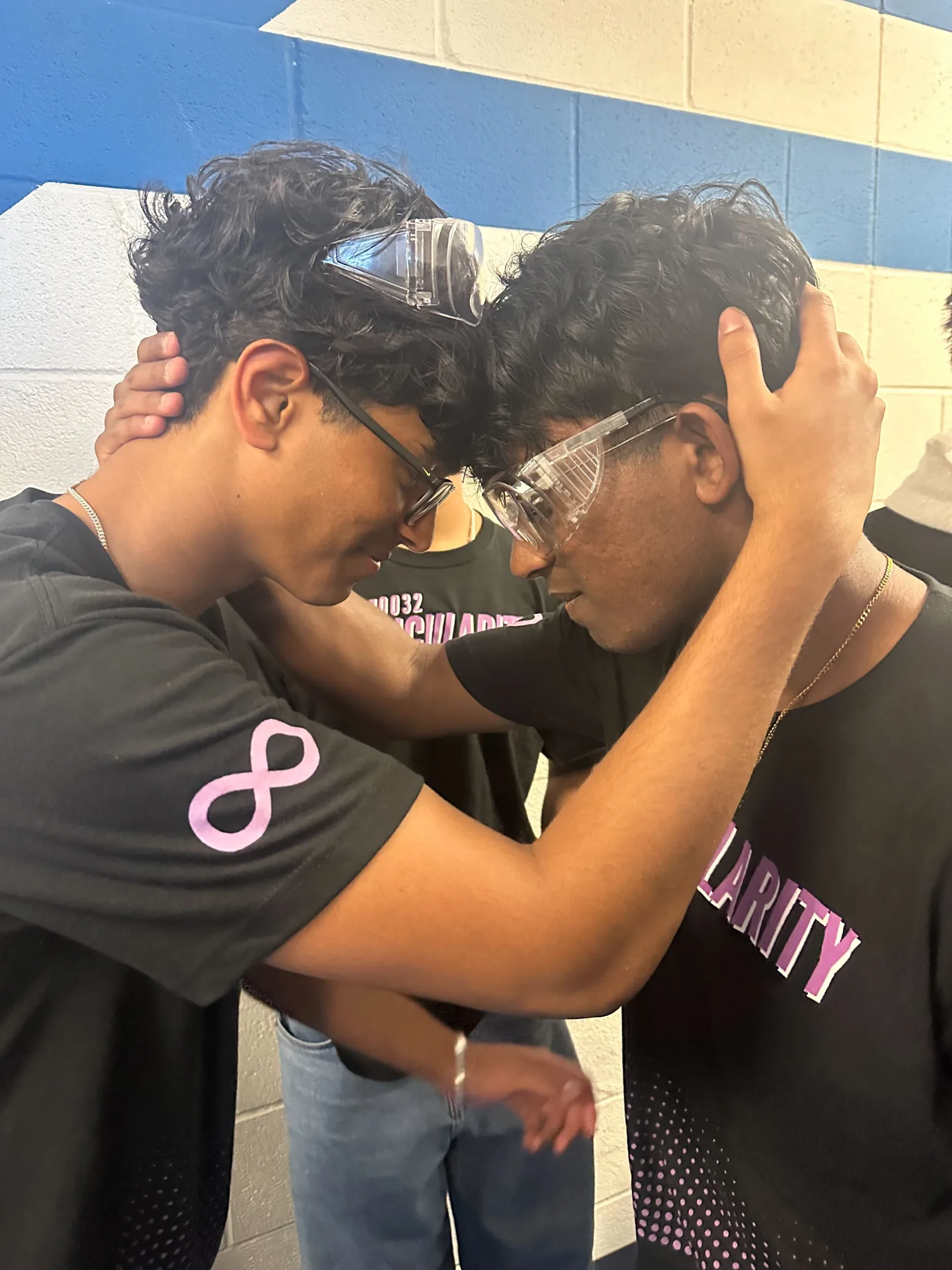 Two members head-to-head, joking