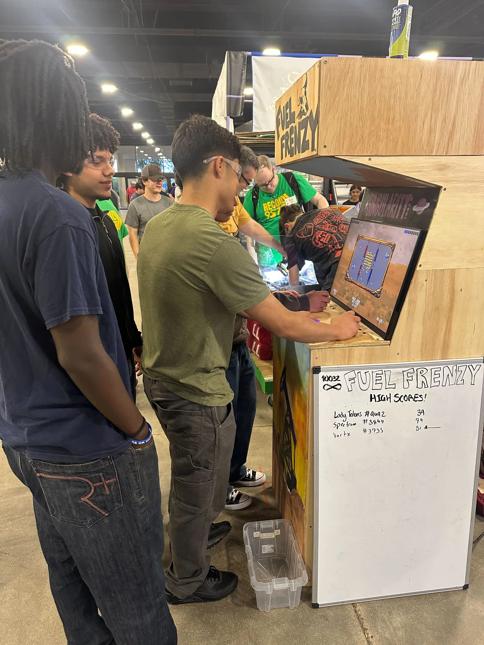 A line at the Fuel Frenzy cabinet