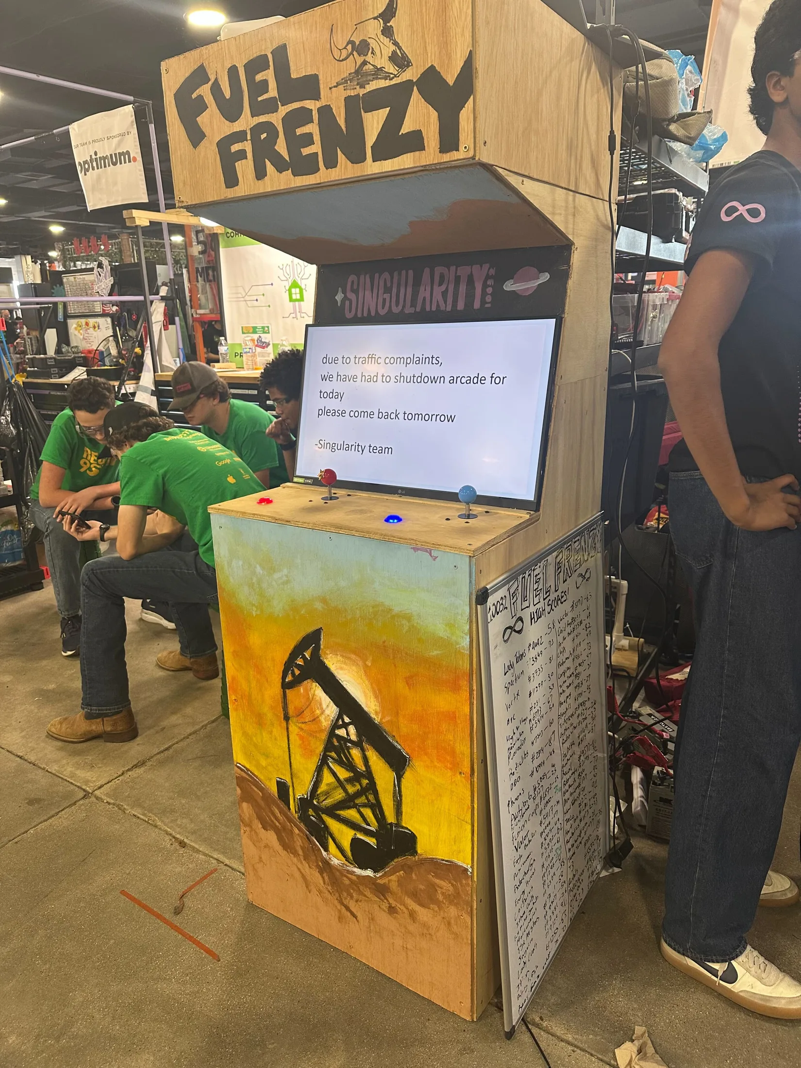 The Fuel Frenzy cabinet at the booth