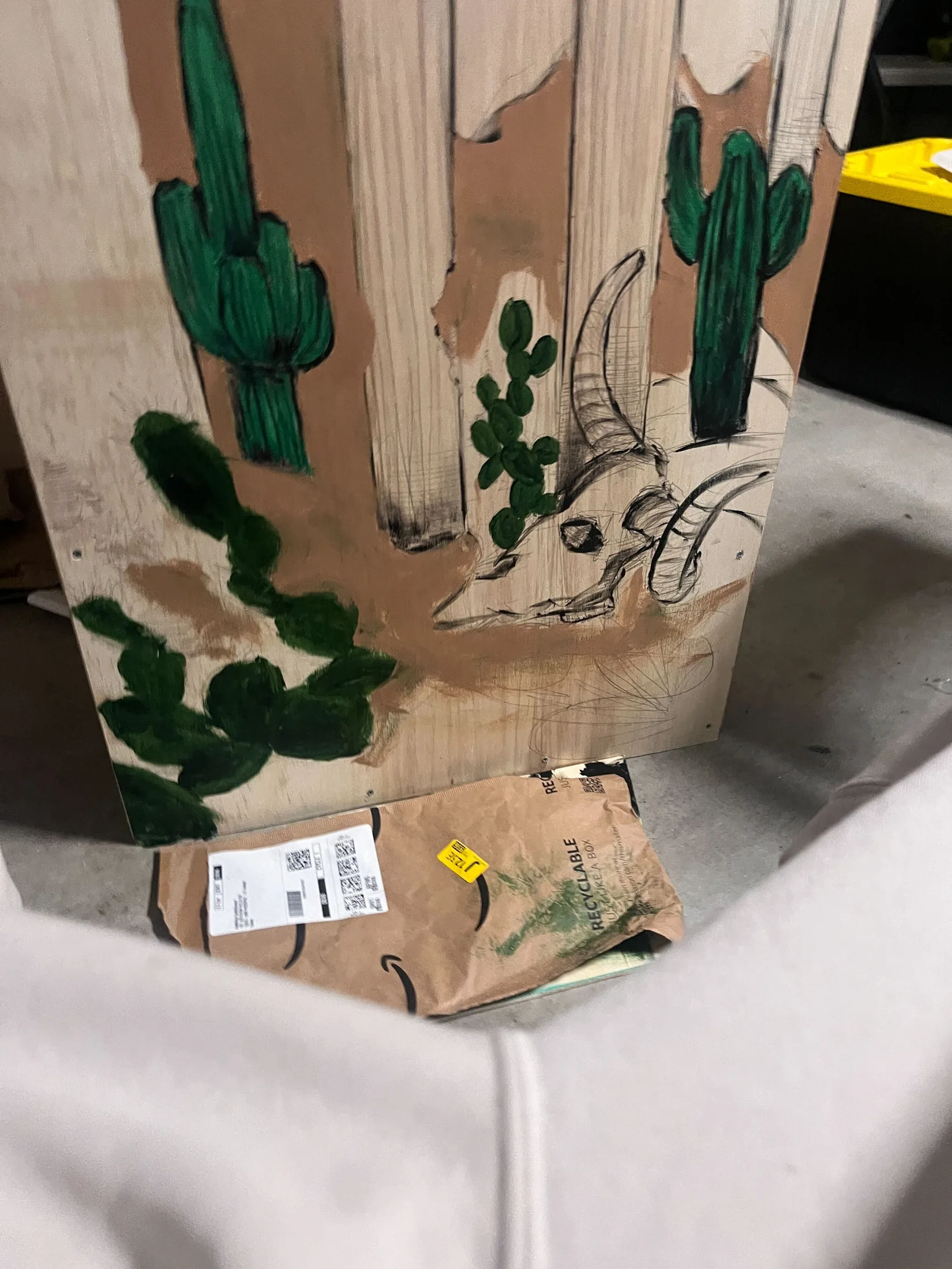 The cactus on the cabinet's side panel