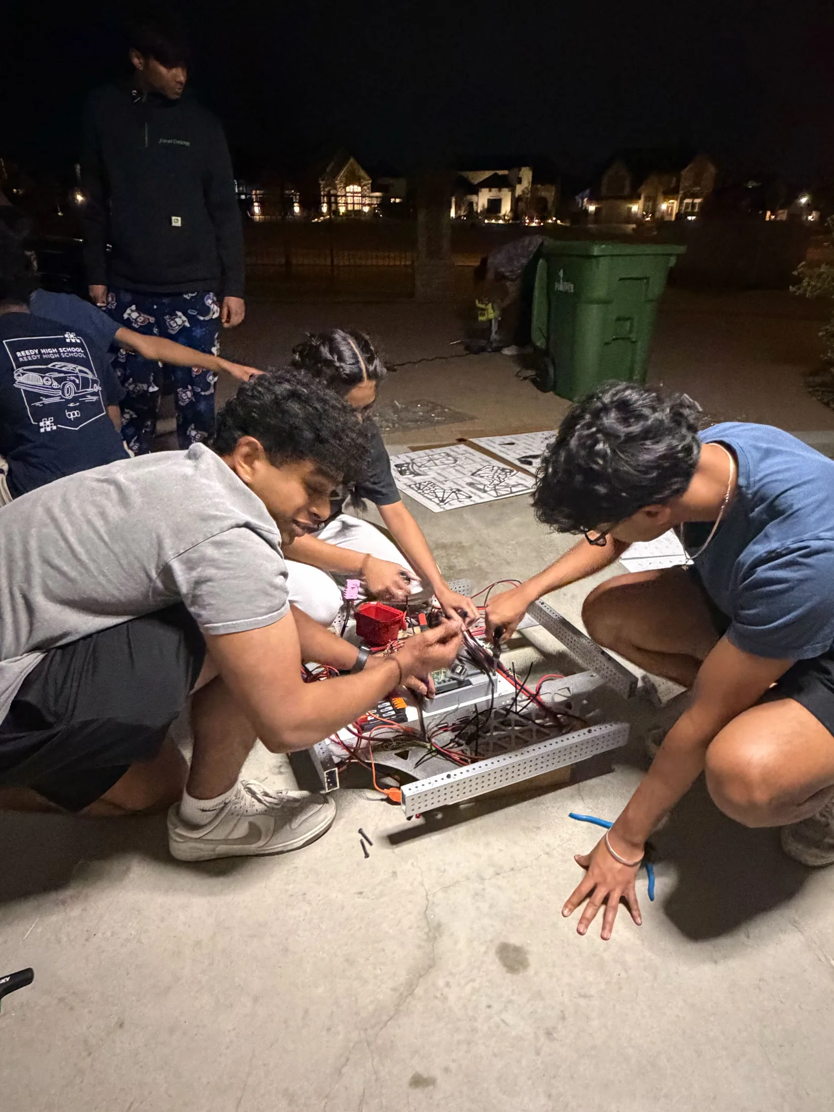 Assembling a subsystem on the driveway at night