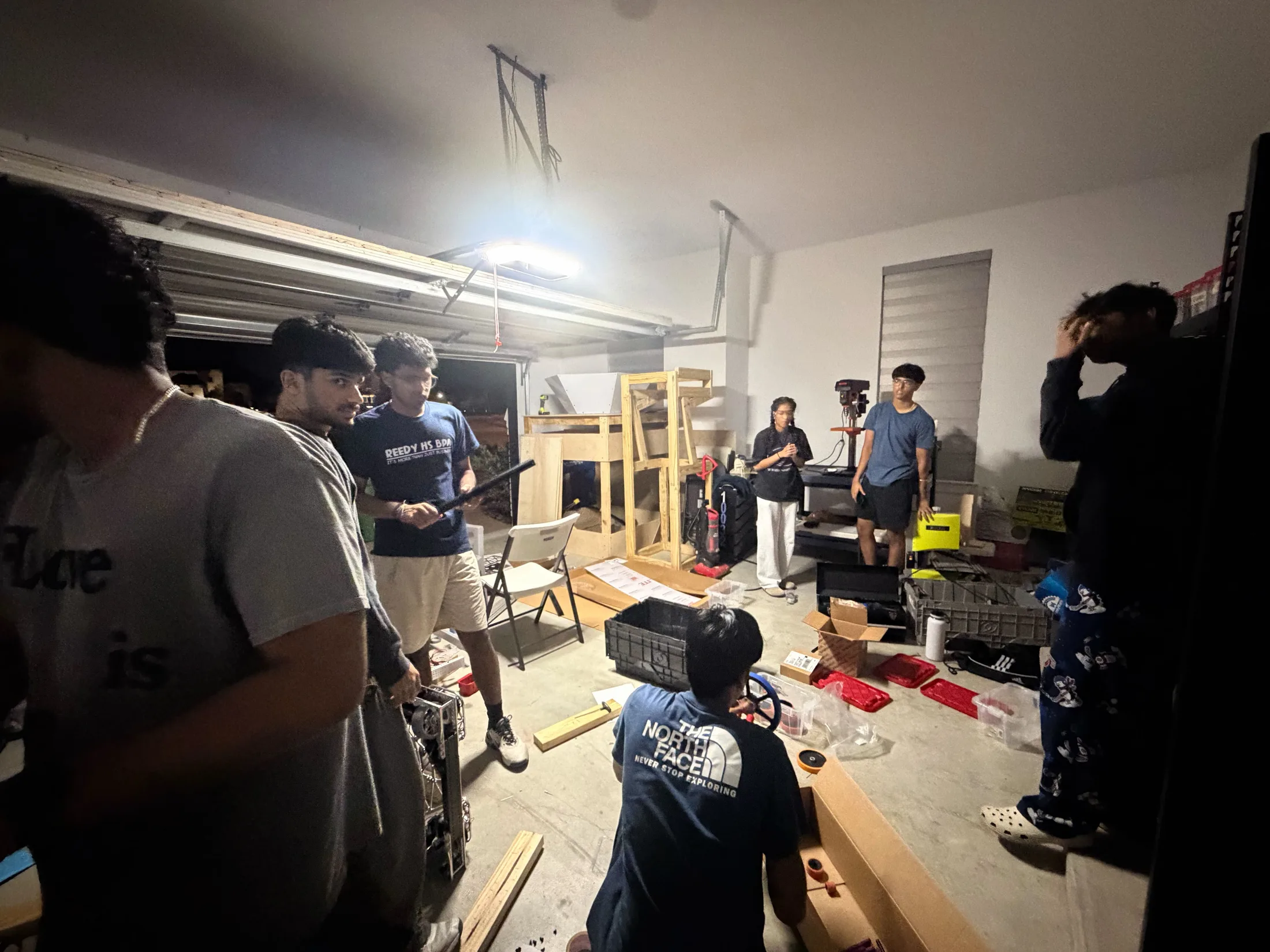 The garage during build season