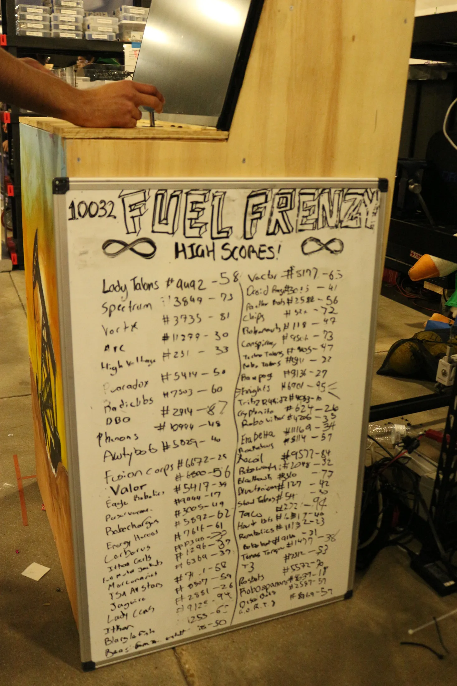 The Fuel Frenzy high-score board