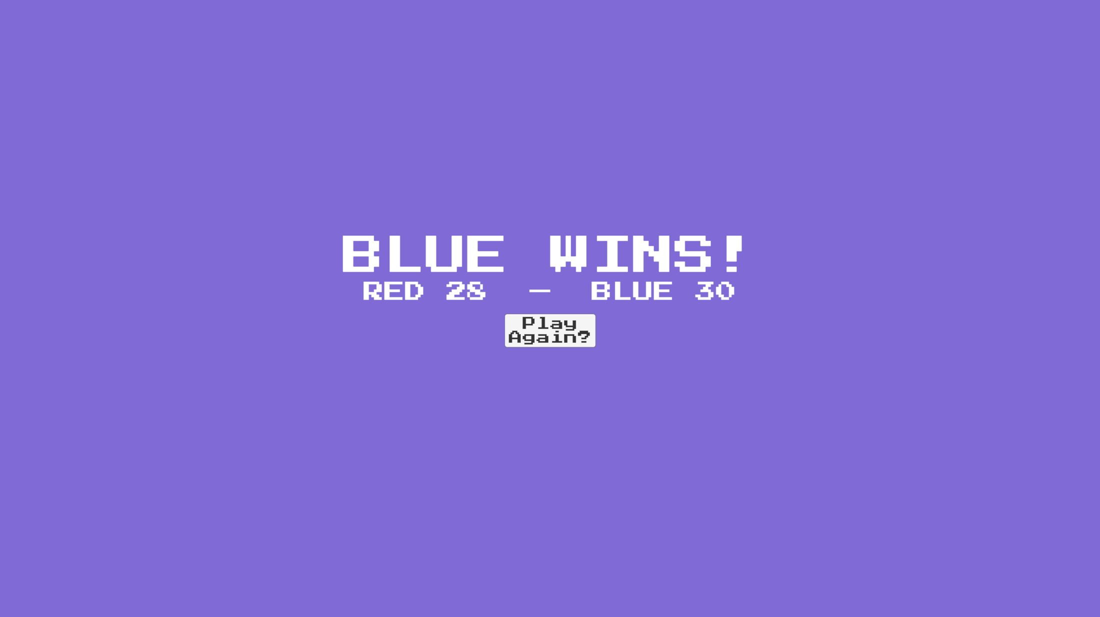 Blue wins, 30 to 25