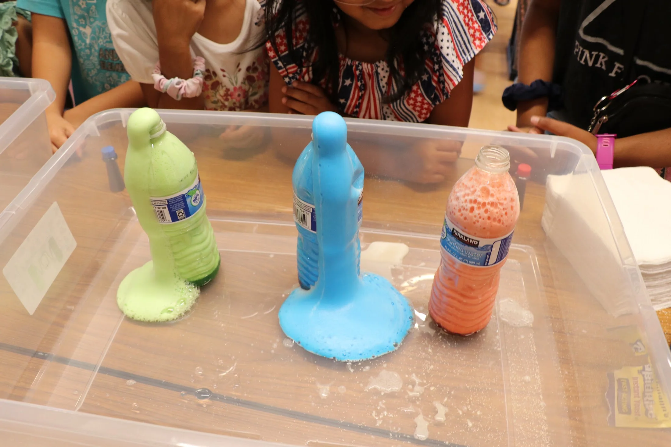 The elephant-toothpaste bottles going off